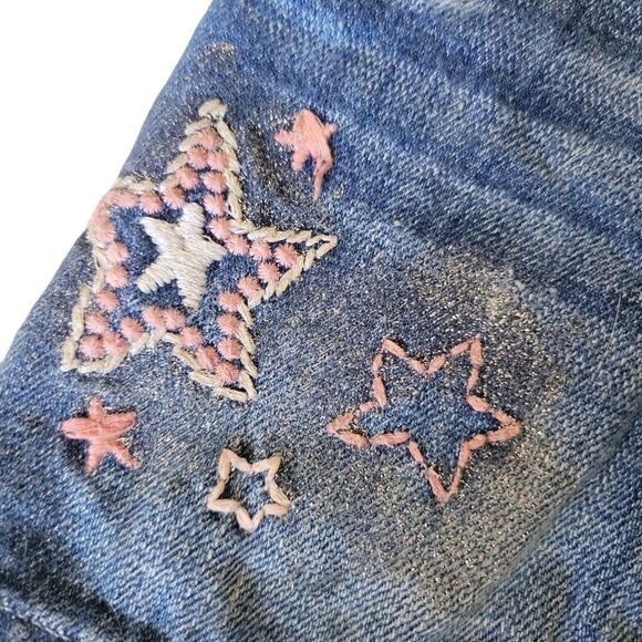 BABY Gap 3T Denim Jean Mini Skirt with Pink Star Embroidery - Picture 3 of 4